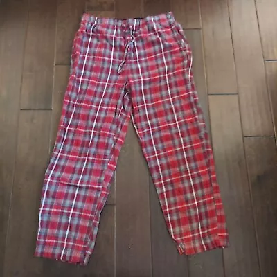 Eddie Bauer Men's Red Plaid Holiday Print Drawstring Pajama Pants - Size M • $17.99