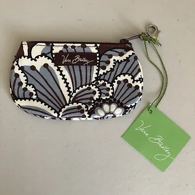 Vera Bradley Clip Zip ID Wallet Coin Purse Slate Blooms Blue Brown New W/ Tags • $11.95