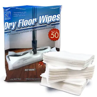 £5.79 • Buy Pack 50 Static Floor Mop Dry Refill Wipes Cloth Attract Dust Laminate Flooring