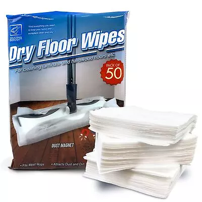 £5.79 • Buy Pack 50 Static Floor Mop Dry Refill Wipes Cloth Attract Dust Laminate Flooring