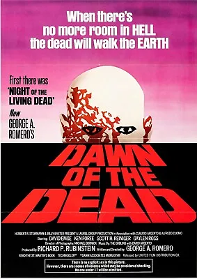 DAWN OF THE DEAD HORROR MOVIE POSTER Retro Classic Greatest Cinema Art Print A4 • £3.75