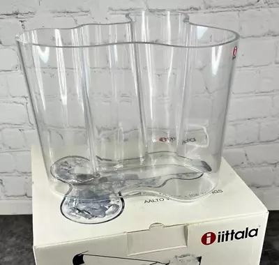 Iittala Alvar Aalto Clear Vase W/ Ice Tongs 160mm - NEW Signed Discontinued • $249