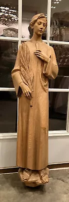 Lg Antique Vtg Saint Lawrence Statue Carved Wood From Catholic Church Italy 42”H • $3400