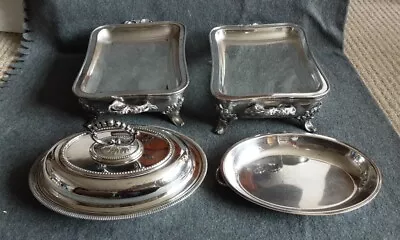 Job Lot Of Vintage/Antique Silver Plate Including Walker & Hall Covered Server • £41