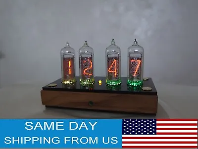 Nixie Tube Clock With 4x IN-14 Tubes Wooden Black Remote Type C Power Temp • $134.10