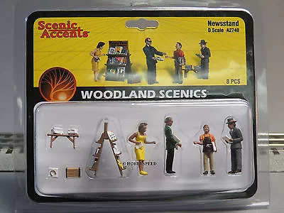 WOODLAND SCENICS NEWSSTAND FIGURES O GAUGE Train People Paper Boy Stand WDS2740 • $21.84