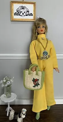 Vintage Barbie Mod Clone 1960s  Yellow Jumper With Accessories. • $24.99