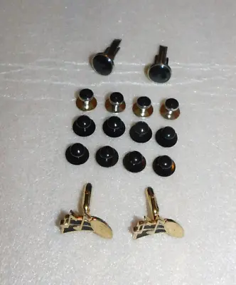 Cuff Links 8 Pairs Music Notes Staff Black Gold Lot Tuxedo Wedding Party Studs • $30