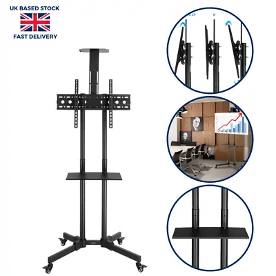Mobile TV Cart Floor Stand Mount Exhibition Trolley Home 32-70  Screen W/ Wheels • £45.99