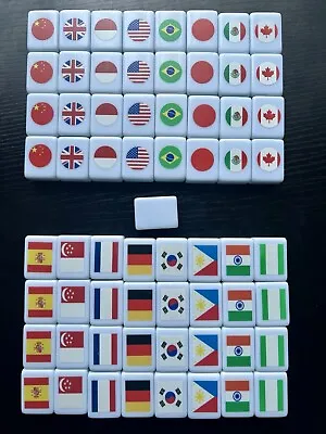 Countries Flags Mahjong Game Set 65 Tiles 3cm *2cm*1.4cm New • £25.05