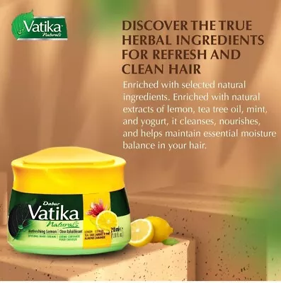 Dabur Vatika Naturals Dandruff Guard (Refreshing Lemon) Styling Hair Cream 210ml • $12.97