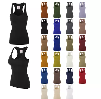 Slim Fit Scoop Neck Ribbed Stretchy Racerback Tank Tops • $8.99