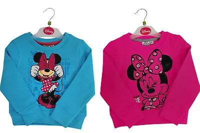 Kids Girls Minnie Mouse Sweatshirt Jumper Childrens Disney Top Clothes Clothing • £4.99