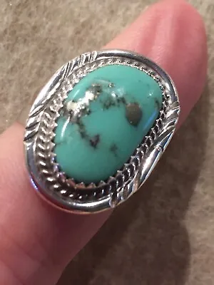 Morenci Turquoise With Pyrite navajo In Sterling Silver  Size 6 • $95