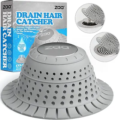 Bathtub Drain Hair Catcher Silicone Collapsible 1 Pack Drain Protector For Pop- • £10.27