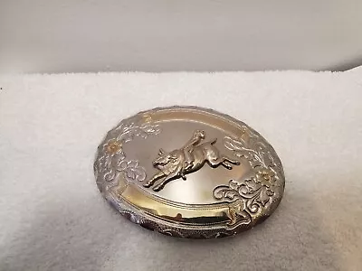 Vintage Bull Riding Belt Buckle Two Tone Metals • $31.99