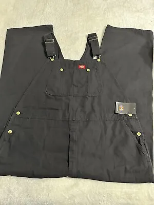 Dickies Men's Bib Overalls DB100RBK Rinsed Black 48x32 • $64.99