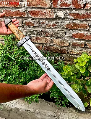 Hand Forged J2 Steel Hunting Medieval Sword Barbarian Dagger Blood Grooved Blade • $149.99