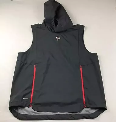 Atlanta Falcons Jacket Men XL Black Sleeveless Hooded Nike Shield NFL Lined Vest • $38.84