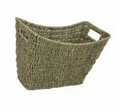 £12.90 • Buy Jvl Seagrass Magazine Rack Holder Stylish Curved Newspaper Basket Inset Handles 