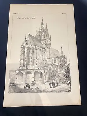 £15 • Buy 1858 Germany Erfurt Cathedral Norman Shaw Antique Architecture 29x42cm