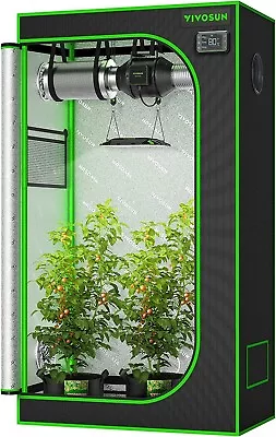 $94.99 • Buy VIVOSUN Indoor Grow Tent Hydroponics System 3x2FT 90x50x160cm 100% Reflective