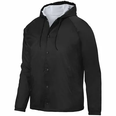 Augusta Sportswear Mens 100% Nylon Long Sleeves Hooded Coach'S Jacket 3102 • $33.56