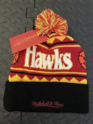 MITCHELL & NESS Hawks Pom Beanie Hat - OSFM • $23