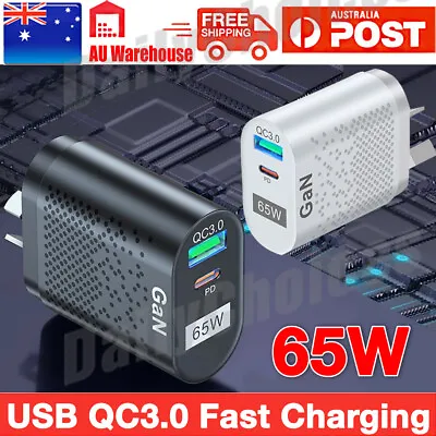 65W GaN Fast USB-C AC Power Adapter Wall Charger For IPhone IPad Macbook Samsung • $15.85