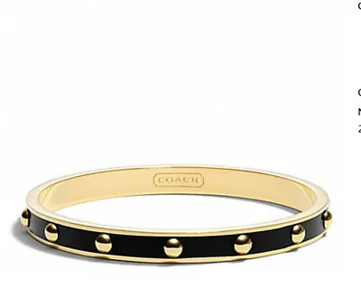 Coach Classic Vintage Nail Head Rivets Black Enamel Bangle Bracelet Gift Box • $48