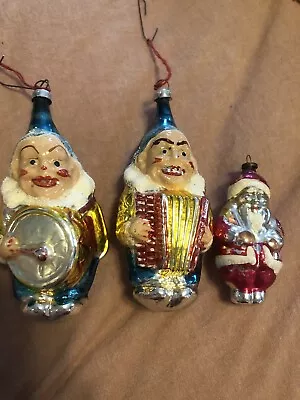 Vtg Mercury Glass Clown & Santa Ornament  Christmas Ornaments Lot Of 3 • $20