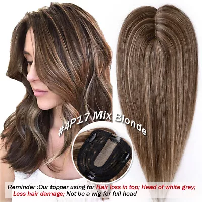 US Real Remy Human Hair Topper Toupee Silk/Mono Base Hairpiece Top Piece Bob Wig • $77.12