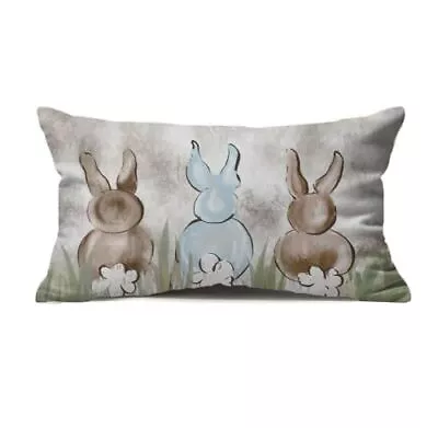 Vintage Easter Bunny Lumbar Decorative Throw Pillow Cover 12 X 20 Spring Farm... • $16.40