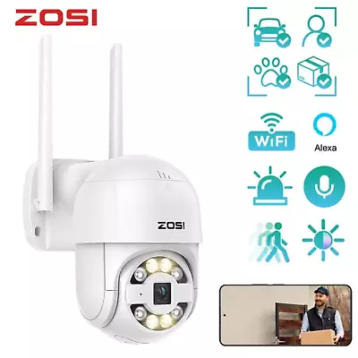 ZOSI Wireless Pan Tilt 1080p Security CCTV WiFi Camera Outdoor AI Detection • $27.99