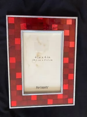 Pier 1 Red Glass Mosaic Picture Frame 6X8” For Picture Size 4X6” • $16.95