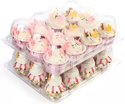 Mini Cupcake Containers 12 Count 40 Pack Dozen Clear Plastic Cupcake Holder • $36.16