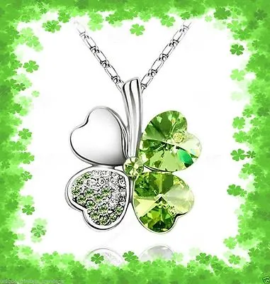 Irish Shamrock Charm Four 4 Leaf Clover Silver Necklace~st Patricks Day Gift • $7.97