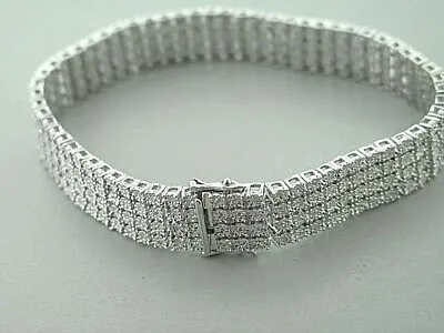4 Row Men's Tennis Bracelet With Natural Diamonds In Sterling Silver 1.50 Carats • $399