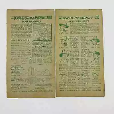 1952 Straight Arrow Set Of 2 Book 4 Nabisco #3 #26 Western Hats Map Reading SC1 • $14