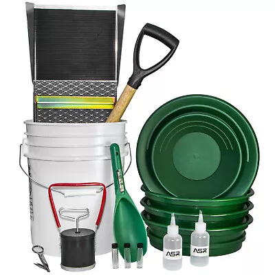 ASR Outdoor 27  Flared Aluminum Sluice Box  5 Gal Bucket Gold Panning Kit 18pc • $231.53