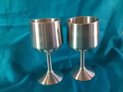 Two Singapore Pewter Ware Wine Goblets. • $25