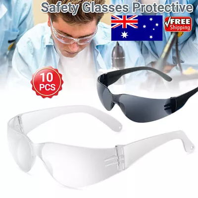 10pcs Clear Safety Glasses Protective Eyewear For Men Women Eye Protection AU • $13.45