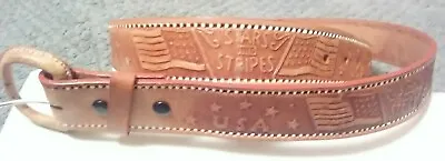 USA/ Stars & Stripes Leather Hand Tooled (Size 38) Made In Mexico Belt • $18