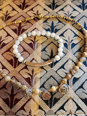 Vintage Natural Stone Necklace & Bracelet W/Lord's Prayer  #40-2 • $19.99