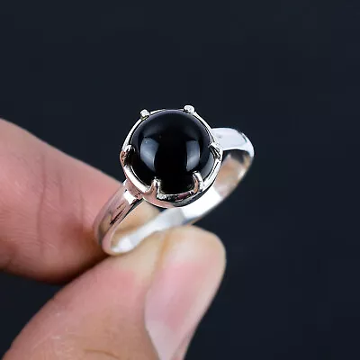 10X10 Mm Black Onyx Gemstone 925 Sterling Silver Prong Set Ring For Women • $14.95