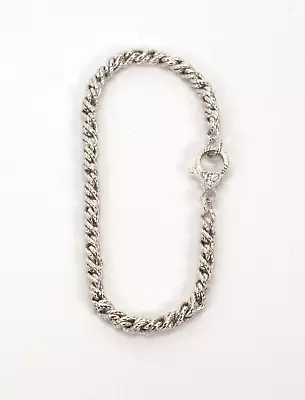 Judith Ripka Sterling Silver Rope Bracelet CZ Heart Clasp • $125