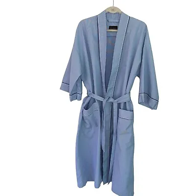 After Hours By Diplomat Vintage Mens Robe Blue One Size Cotton Blend Belt Pocket • $41.59