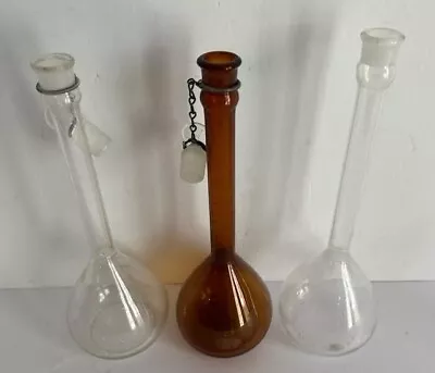 (3) Vintage 250 ML Round Bottom Long Neck Laboratory Flasks • $20