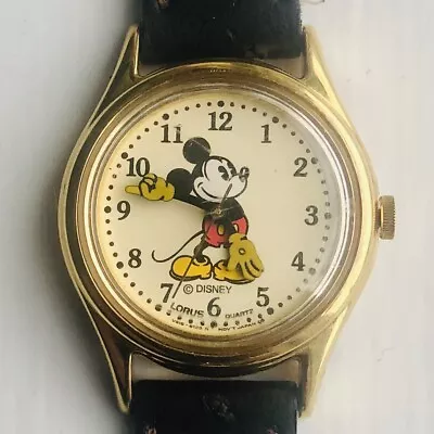 Vintage Vtg Lorus Quartz Mickey Mouse Disney Watch  Brown Band Made In Japan • $8.99