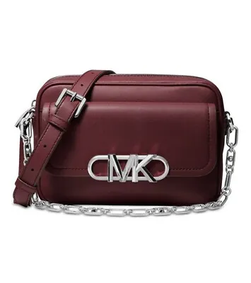 Michael Kors Leather Parker Chain Swag Camera Crossbody Bag Merlot Purple $398 • $119